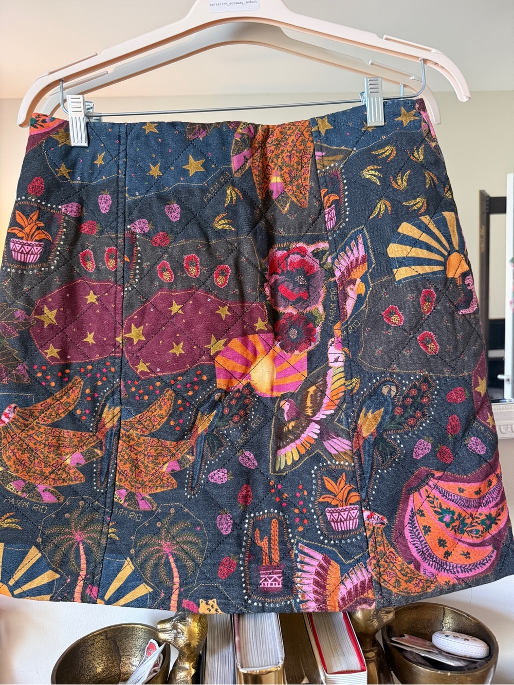 FARM RIO x Anthropologie Quilted Mini Skirt — Jungle Maximalist Fantasy | Size L - Picture 4 of 11